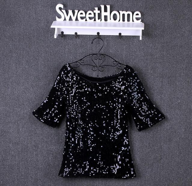 New  Fashion Women Sexy Loose Off Shoulder Sequin Glitter Blouses Summer Casual Shirts Vintage Blouse Party Tops S-5XL