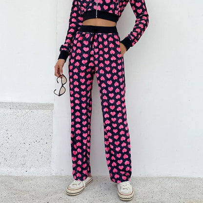 xakxx Velvet Harajuku Heart Sweatshirt Women Long Sleeve Jackets Korean Hoodies Thin Crop Top Outfits Vintage Kawaii