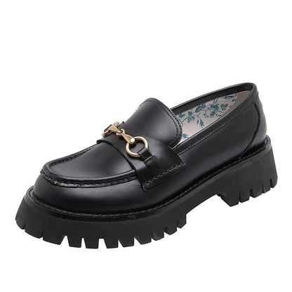 xakxx Female Loafers Flat Platform Women Shoes Size35-40 Casual Slip-on Round Toe Solid Black Ladies Shoes For Women