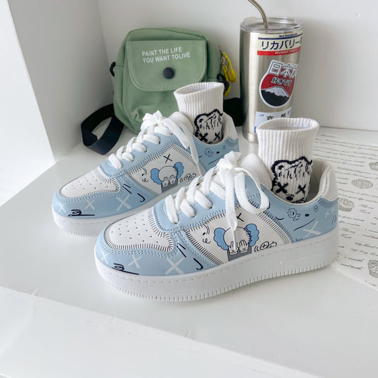 xakxx Women's Sneakers Platform Shoes White Shoes Graffiti Board Shoes Fashion Sport Shoes Kawaii Trends Casual Shoe Student Shoe