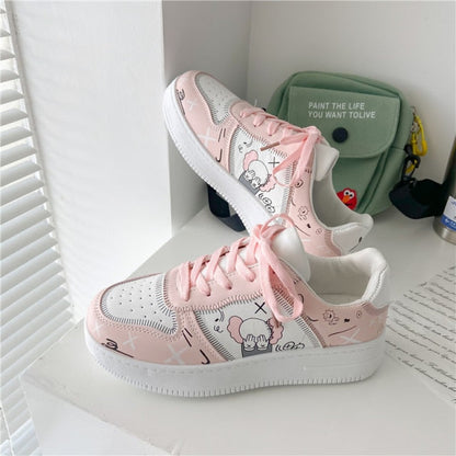 xakxx Women's Sneakers Platform Shoes White Shoes Graffiti Board Shoes Fashion Sport Shoes Kawaii Trends Casual Shoe Student Shoe