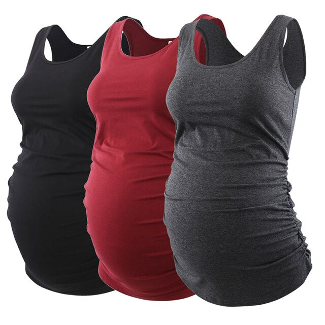 Pregnancy Maternity Tank Tops Womens Pregnant Sleeveless Side Ruched Casual Maternity Clothes Vest Tops Tee  Sleep Underwear