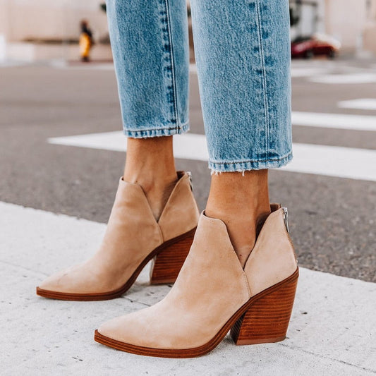 Christmas Gift Women Ankle Boots  Fashion Boots Woman Autumn Winter Pointed Toe High Heels Zipper Female Shoes Booties Females Botas Mujer