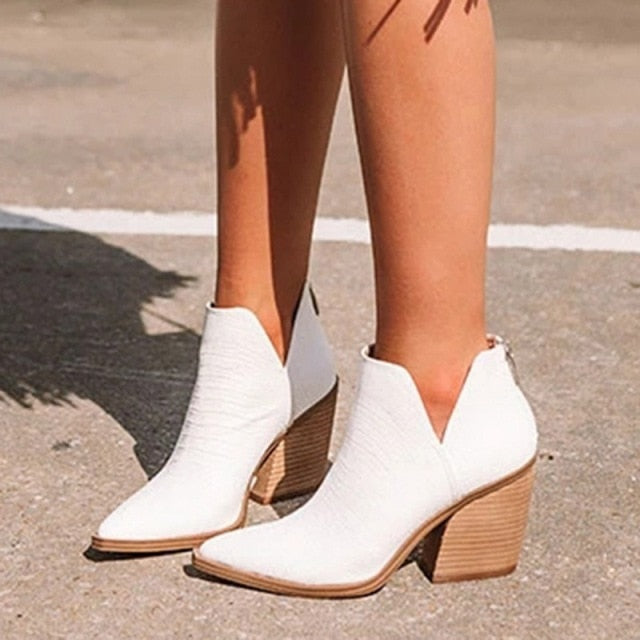 Christmas Gift Women Ankle Boots  Fashion Boots Woman Autumn Winter Pointed Toe High Heels Zipper Female Shoes Booties Females Botas Mujer