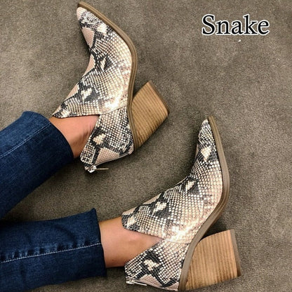 Christmas Gift Women Ankle Boots  Fashion Boots Woman Autumn Winter Pointed Toe High Heels Zipper Female Shoes Booties Females Botas Mujer