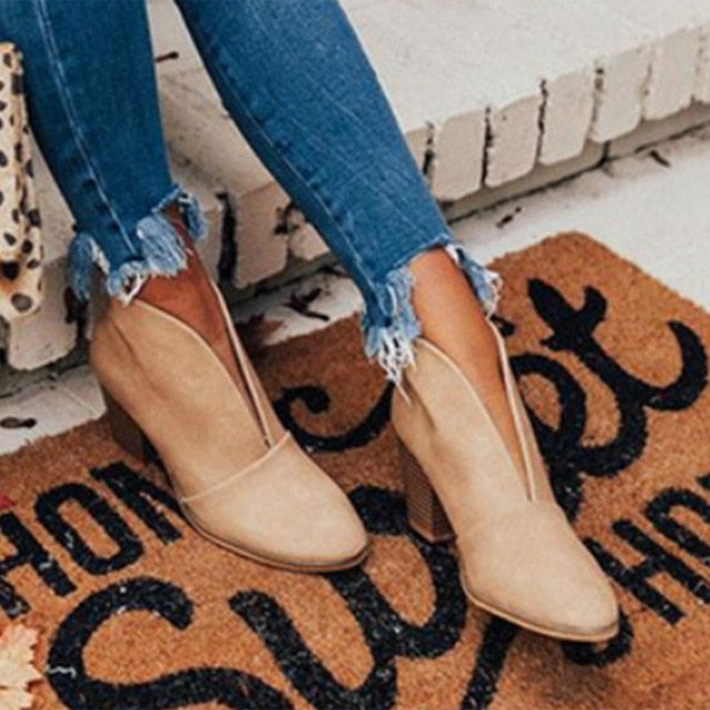 Christmas Gift Women Ankle Boots  Fashion Boots Woman Autumn Winter Pointed Toe High Heels Zipper Female Shoes Booties Females Botas Mujer