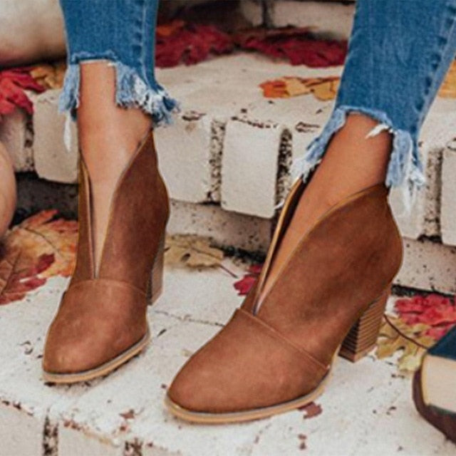 Christmas Gift Women Ankle Boots  Fashion Boots Woman Autumn Winter Pointed Toe High Heels Zipper Female Shoes Booties Females Botas Mujer