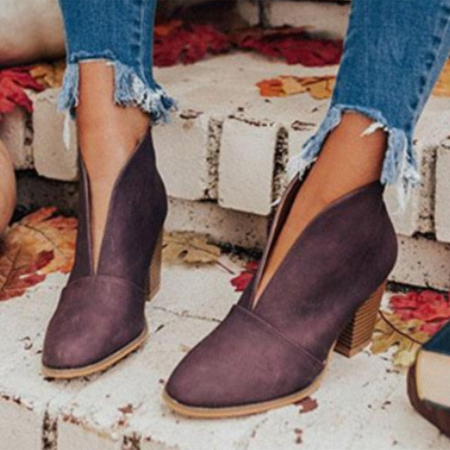 Christmas Gift Women Ankle Boots  Fashion Boots Woman Autumn Winter Pointed Toe High Heels Zipper Female Shoes Booties Females Botas Mujer