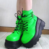 Christmas Gift Brand New Big Sizes 43 Gothic Green Platform High Heels Cosplay Fashion Winter Wedges Boots Halloween Shoes Ankle Booties Women