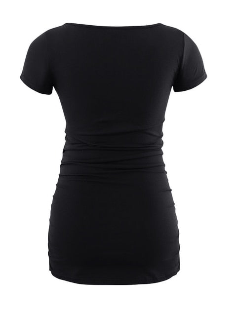 Maternity Tees Clothes Ropa Embarazada Shirt O Neck Tops Pregnancy T-Shirt Casual Flattering Side Ruching Maternity Pullover