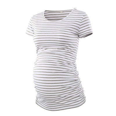 Maternity Tees Clothes Ropa Embarazada Shirt O Neck Tops Pregnancy T-Shirt Casual Flattering Side Ruching Maternity Pullover