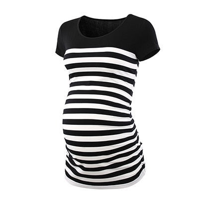 Maternity Tees Clothes Ropa Embarazada Shirt O Neck Tops Pregnancy T-Shirt Casual Flattering Side Ruching Maternity Pullover