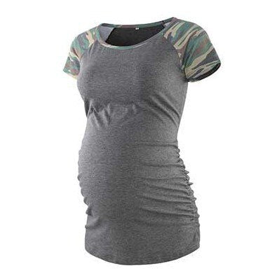 Maternity Tees Clothes Ropa Embarazada Shirt O Neck Tops Pregnancy T-Shirt Casual Flattering Side Ruching Maternity Pullover