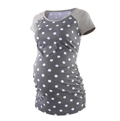 Maternity Tees Clothes Ropa Embarazada Shirt O Neck Tops Pregnancy T-Shirt Casual Flattering Side Ruching Maternity Pullover