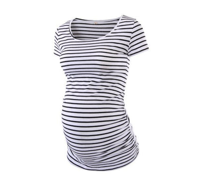 Maternity Tees Clothes Ropa Embarazada Shirt O Neck Tops Pregnancy T-Shirt Casual Flattering Side Ruching Maternity Pullover