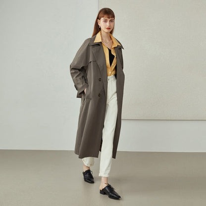 Windbreaker Women Autumn Mid-length Casual British Windbreaker Jackets Retro Women Clothes Brown Short Trench Coat