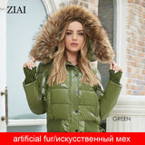 New  Winter Women's Coat Natural Fur Short Cotton Jacket  Fashion Shiny Fabric Warm Thick Hood Female Parka ZR-7270