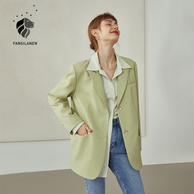 Office Lady Newly Autumn  Single Breasted Blazer Women Korean Style High-quality Pure Color Casual Suit Coats