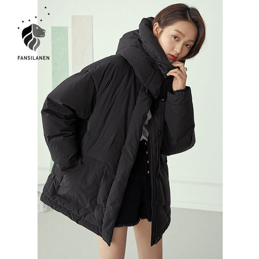 Waterproof Short Black Down Jacket Women White Thermal Puffer Winter Coat Female Light Hooded Wram Casual Down Parka