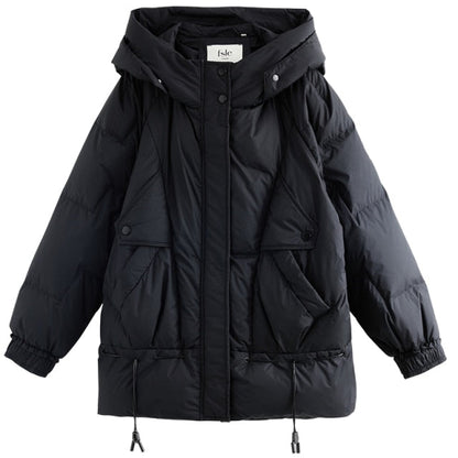 Office Lady White Duck Down Hooded Short Down Jacket Women's  New Winter Fashion Foreign Style Bread Jacket
