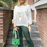 Celmia Elegant Office Satin Shirts Women Blouse Slik Stylish Tops Casual O-Neck Long Sleeve Drawstring Autumn Blusas