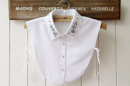xakxx Vintage fashion White Half Shirt Detachable High-grade crystal female blouse Fake collar top Blouses Peter pan Detachable Collar